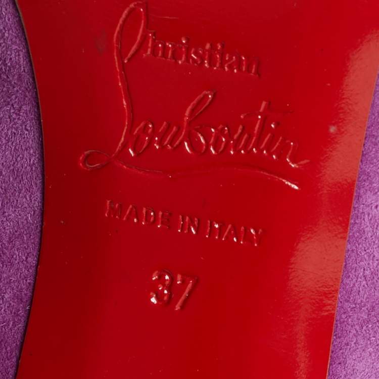 Pre Owned Christian Louboutin Purple Suede Forever Tina Fringe Mild Calf Boots  Size 37