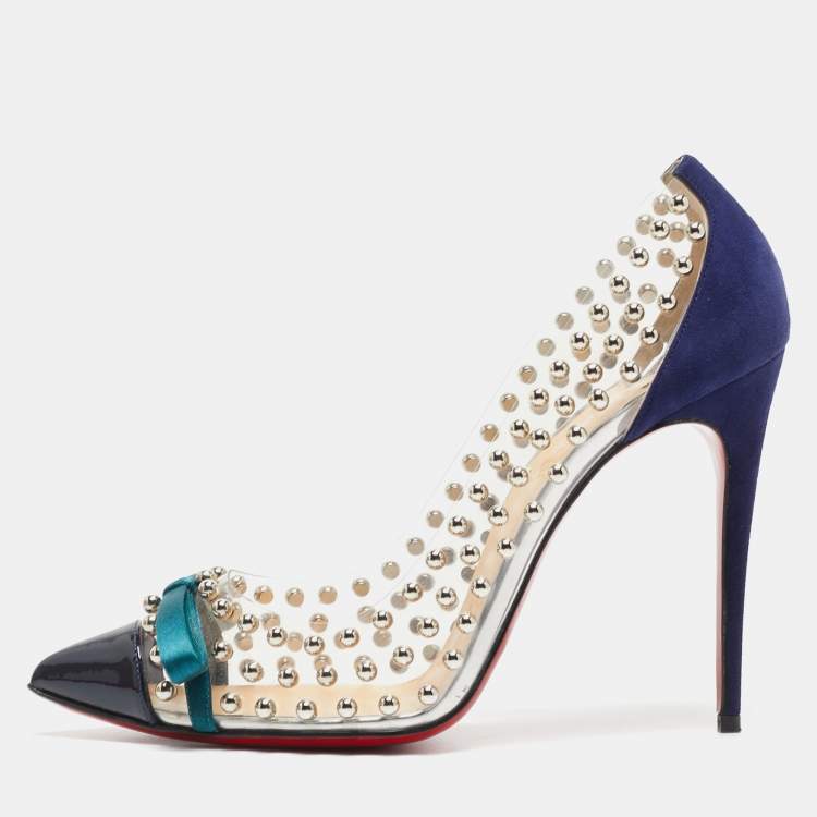 Christian Louboutin Pumps, Gold Studded D'Orsay Heels, Size 39.5, Preowned  in Dustbag, CMA01