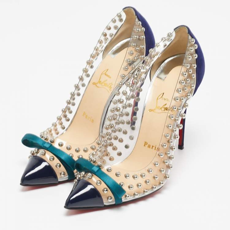 Blue studded louboutins sale