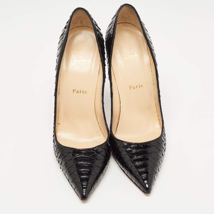 Pre Owned Christian Louboutin Black Python Leather So Kate Pumps Size 41