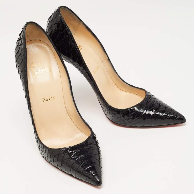 Pre Owned Christian Louboutin Black Python Leather So Kate Pumps Size 41
