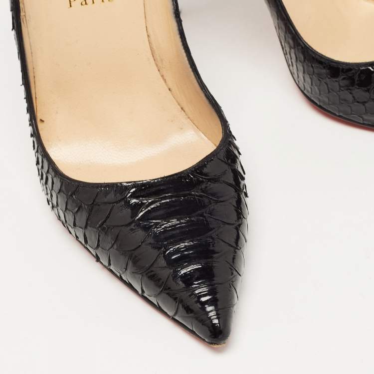 Pre Owned Christian Louboutin Black Python Leather So Kate Pumps Size 41