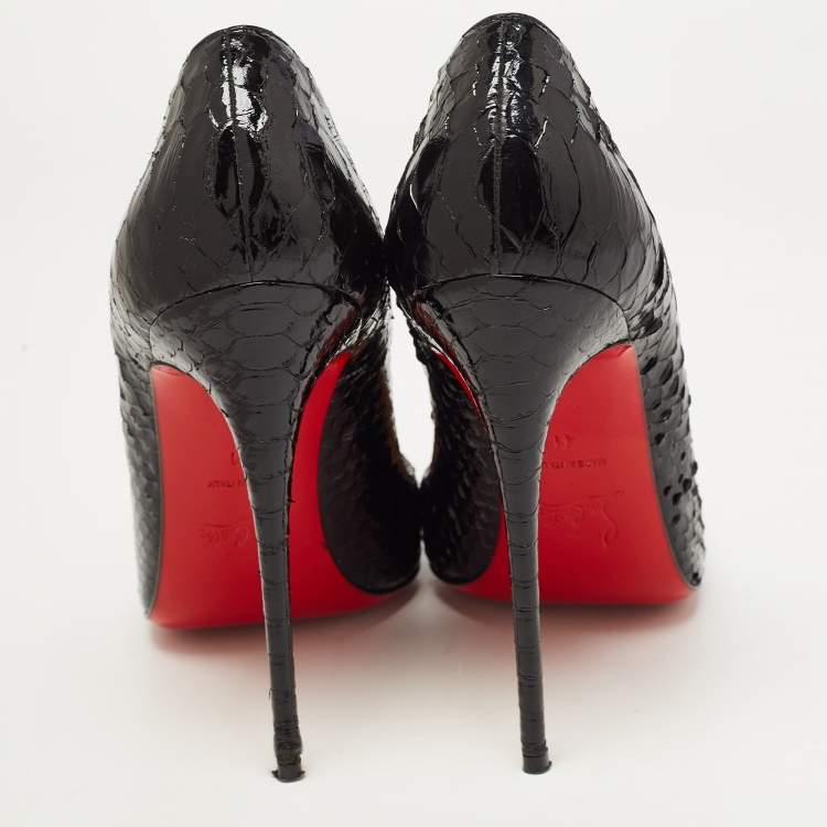 Pre Owned Christian Louboutin Black Python Leather So Kate Pumps Size 41
