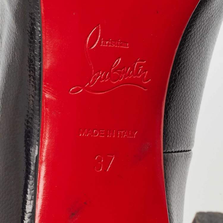 Pre Owned Christian Louboutin Black Grained Leather Simple Pumps Size 37