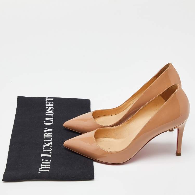 Pre Owned Christian Louboutin Beige Patent Leather Pigalle Pumps Size 36