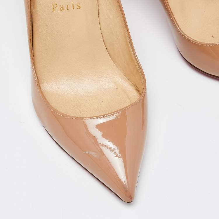 Pre Owned Christian Louboutin Beige Patent Leather Pigalle Pumps Size 36