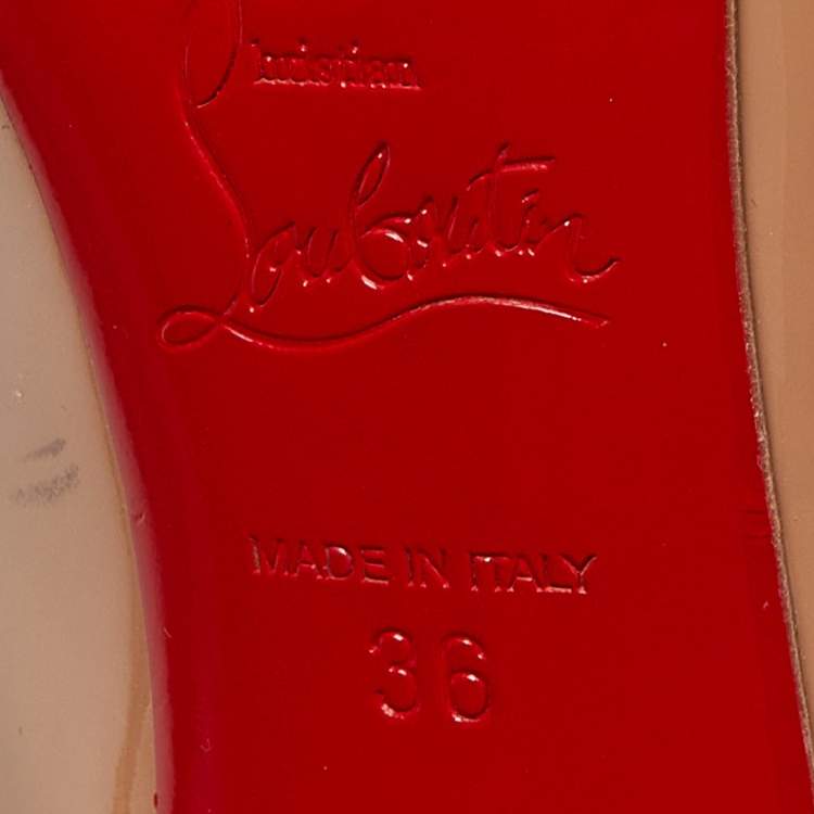 Pre Owned Christian Louboutin Beige Patent Leather Pigalle Pumps Size 36