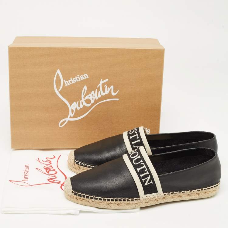 Pre Owned Christian Louboutin Black Leather Nanoletta Espadrille Flats Size 41