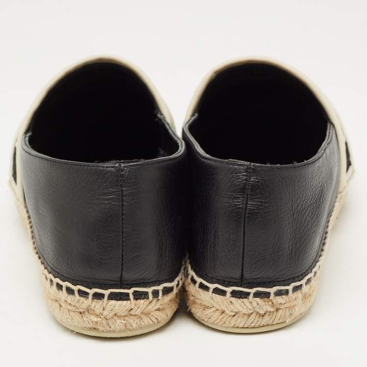 Pre Owned Christian Louboutin Black Leather Nanoletta Espadrille Flats Size 41
