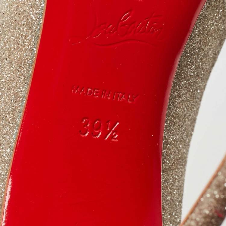 Pre Owned Christian Louboutin Gold Glitter and Leather Front Double Pumps Size 39.5