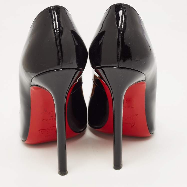 Pre Owned Christian Louboutin Black Patent Leather Pigalle Pumps Size 38