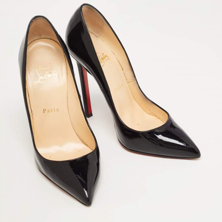 Pre Owned Christian Louboutin Black Patent Leather Pigalle Pumps Size 38