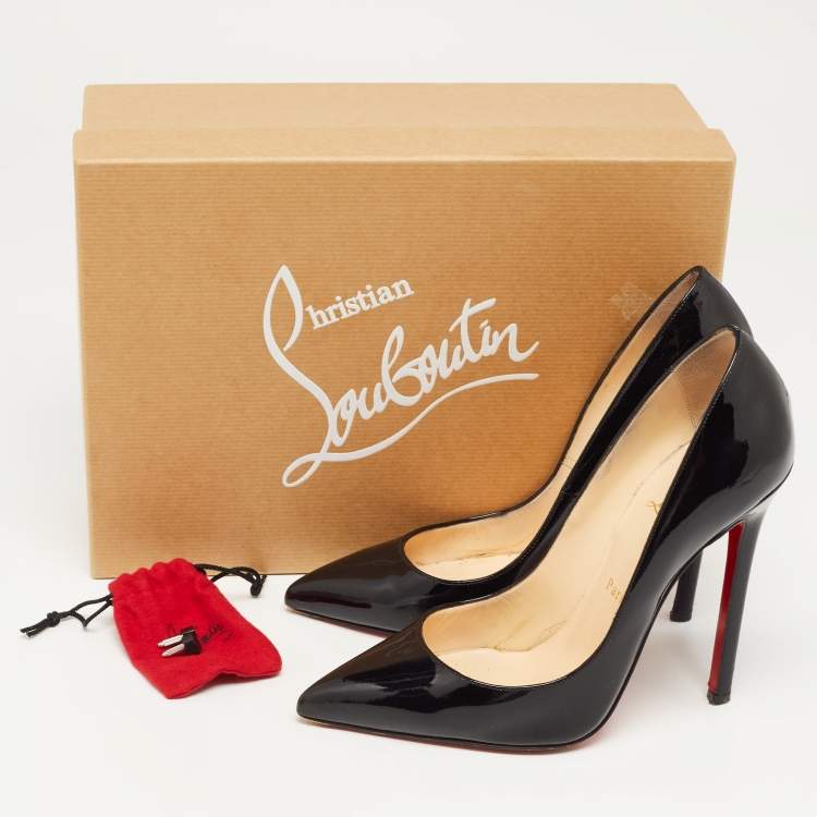 Pre Owned Christian Louboutin Black Patent Leather Pigalle Pumps Size 38