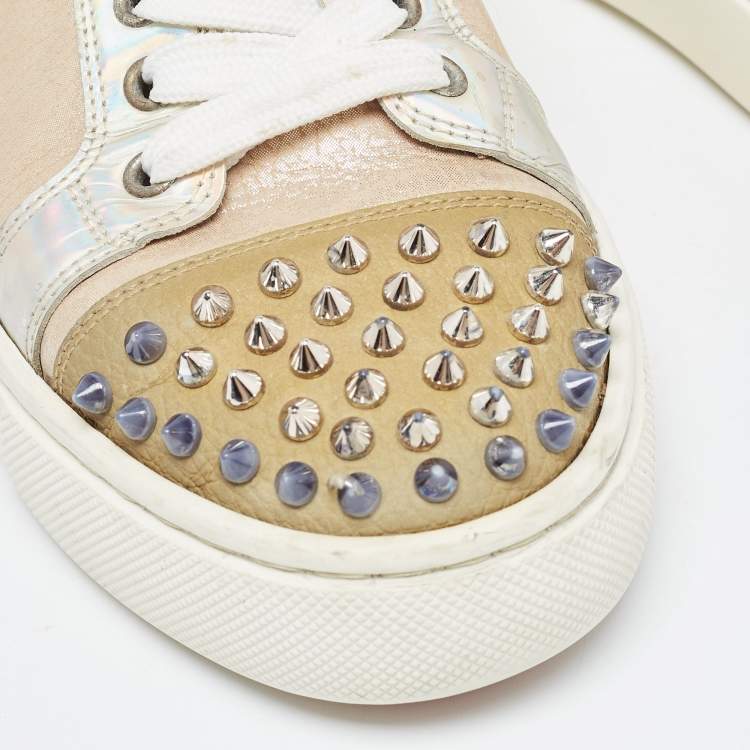 Pre Owned Christian Louboutin Multicolor Nubuck and Leather Louis Junior Spikes Sneakers Size 39.5