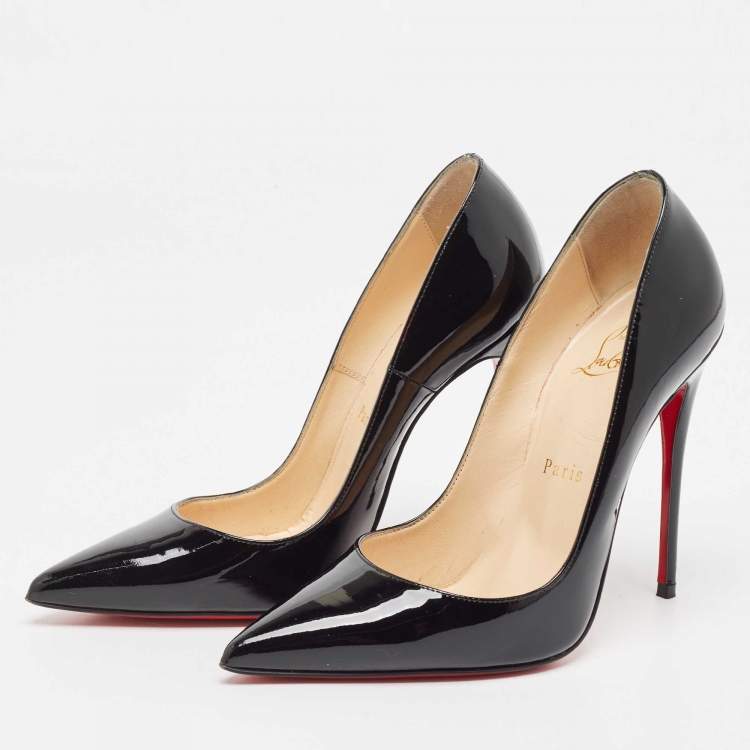 Pre Owned Christian Louboutin Black Patent Leather So Kate Pointed Toe Pumps Size 36.5