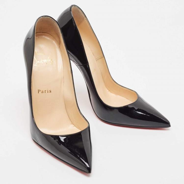 Pre Owned Christian Louboutin Black Patent Leather So Kate Pointed Toe Pumps Size 36.5