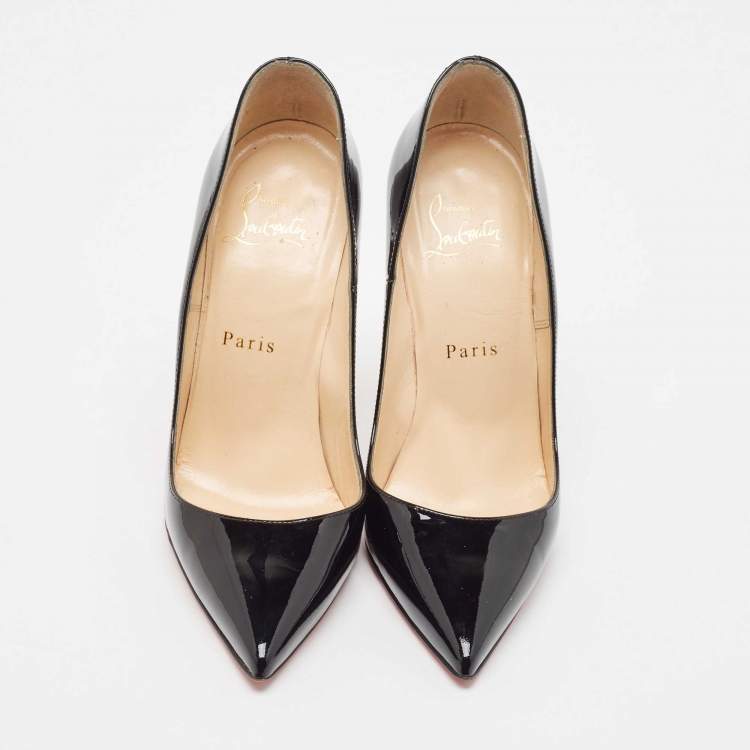 Pre Owned Christian Louboutin Black Patent Leather So Kate Pointed Toe Pumps Size 36.5