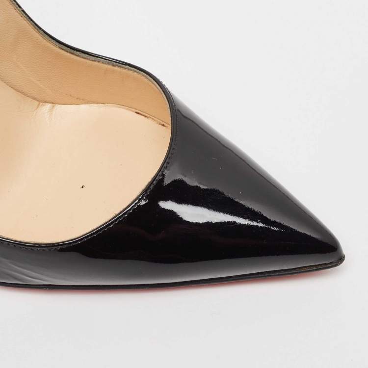 Pre Owned Christian Louboutin Black Patent Leather So Kate Pointed Toe Pumps Size 36.5