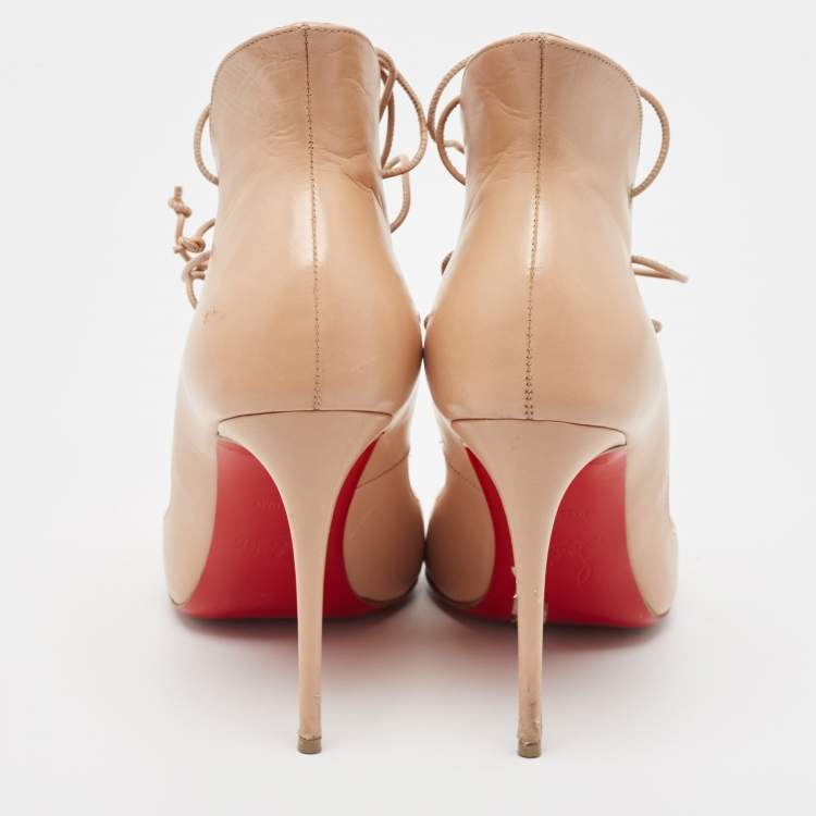 Pre Owned Christian Louboutin Beige Leather Megavamp Pumps Size 36