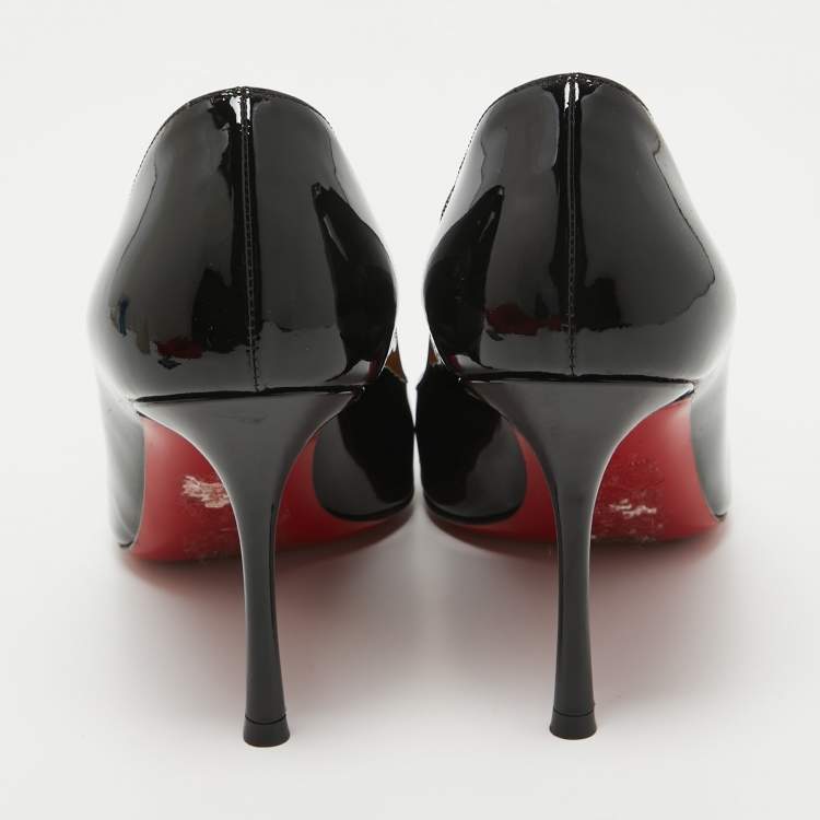 Pre Owned Christian Louboutin Black Patent Leather Dolly Pumps Size 37