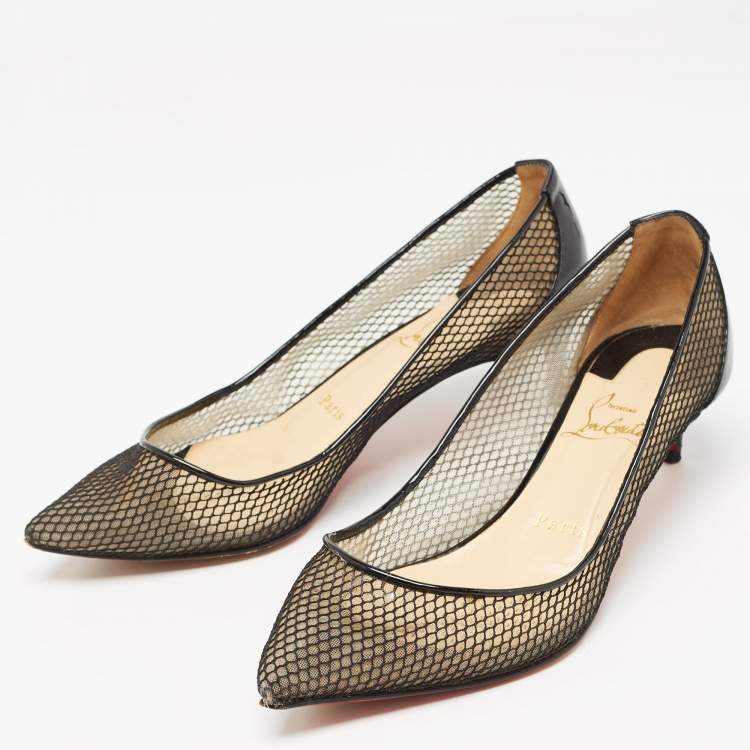 Pre Owned Christian Louboutin Black Patent Follies Resille Pumps Size 37.5