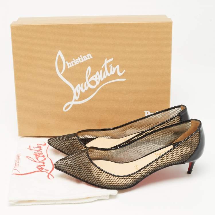 Pre Owned Christian Louboutin Black Patent Follies Resille Pumps Size 37.5