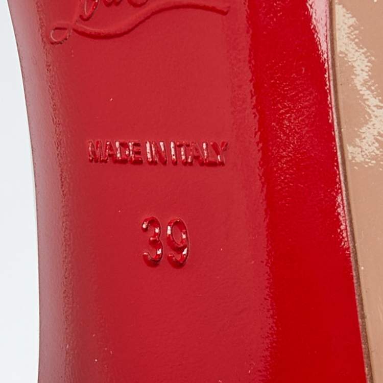 Pre Owned Christian Louboutin Beige Patent Leather So Kate Pumps Size 39