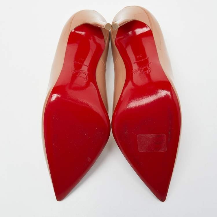 Pre Owned Christian Louboutin Beige Patent Leather So Kate Pumps Size 39