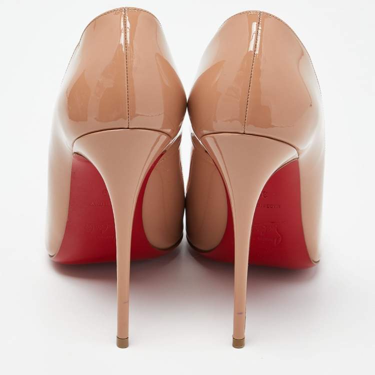 Pre Owned Christian Louboutin Beige Patent Leather So Kate Pumps Size 39