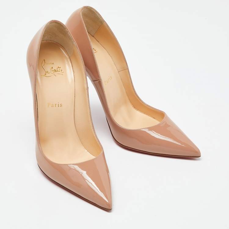 Pre Owned Christian Louboutin Beige Patent Leather So Kate Pumps Size 39