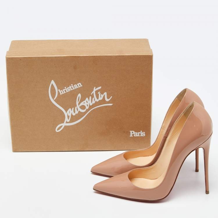 Pre Owned Christian Louboutin Beige Patent Leather So Kate Pumps Size 39