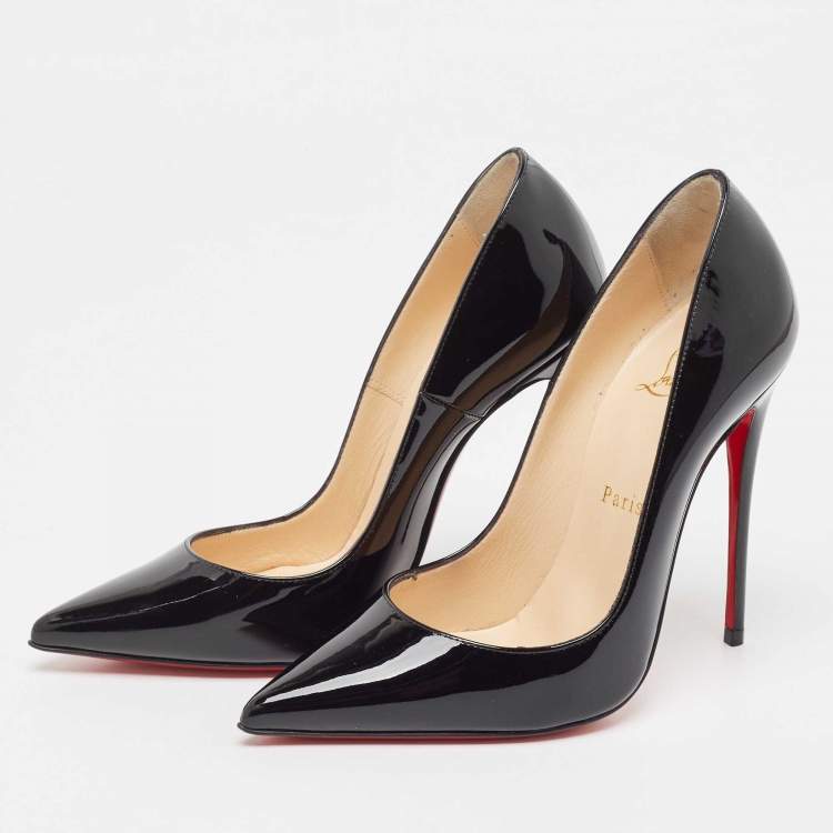 Pre Owned Christian Louboutin Black Patent Leather So Kate Pumps Size 37