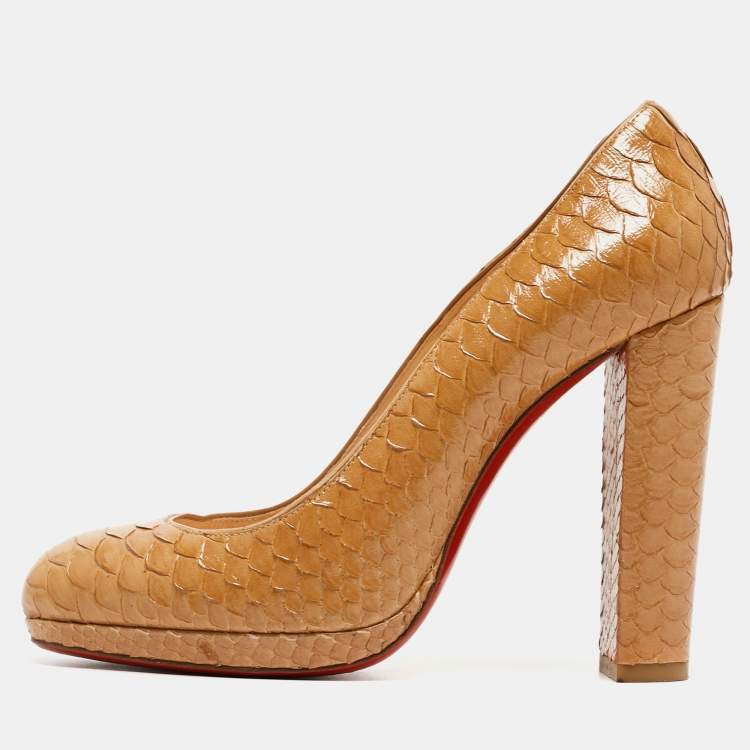 Christian Louboutin Light Brown Patent Python Grapi Pumps Size 38 Christian  Louboutin | TLC