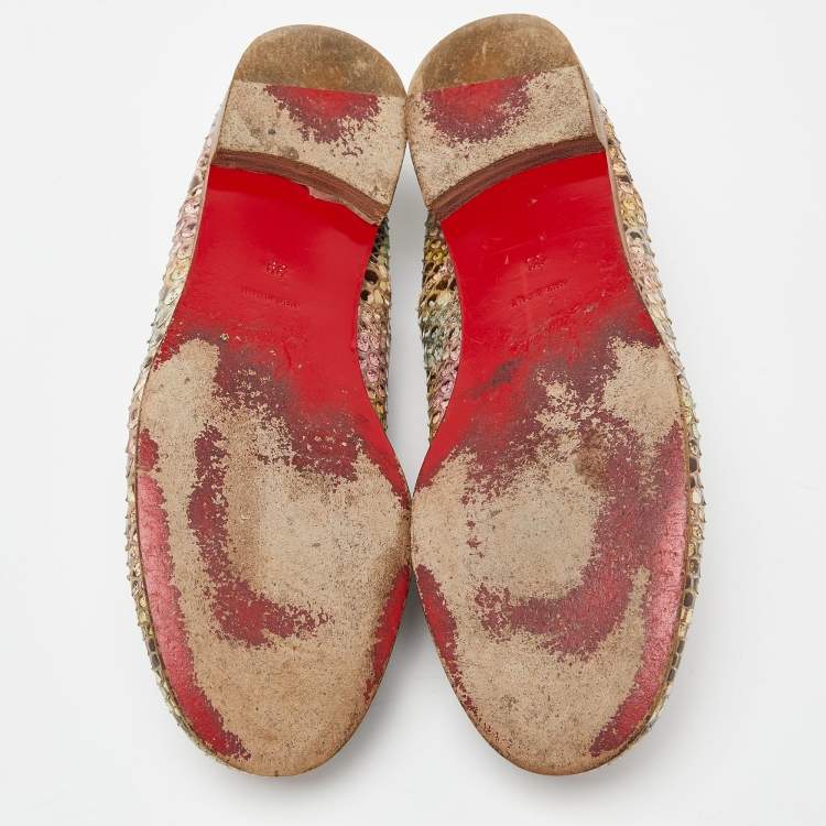 Pre Owned Christian Louboutin Multicolor Python Lace Up Oxfords Size 39