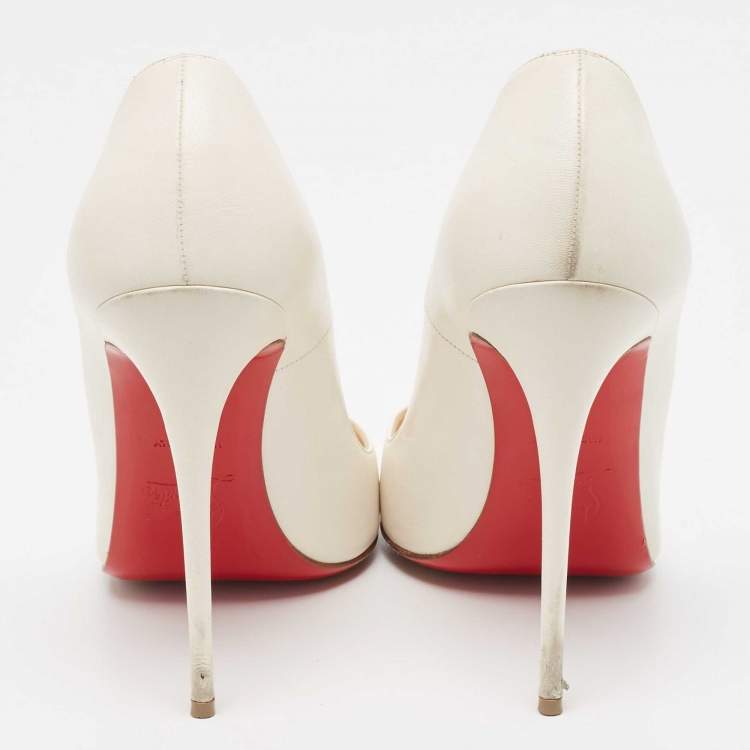 Pre Owned Christian Louboutin Off White Leather So Kate Pumps Size 38 