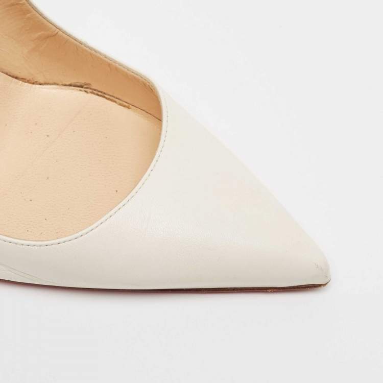 Pre Owned Christian Louboutin Off White Leather So Kate Pumps Size 38 