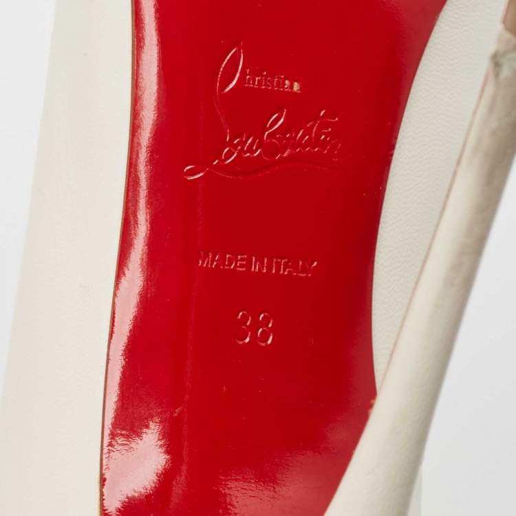 Pre Owned Christian Louboutin Off White Leather So Kate Pumps Size 38 