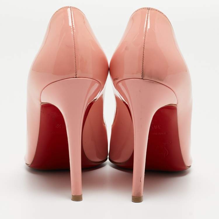 Pre Owned Christian Louboutin Pink Patent Leather Pigalle Pumps Size 38.5