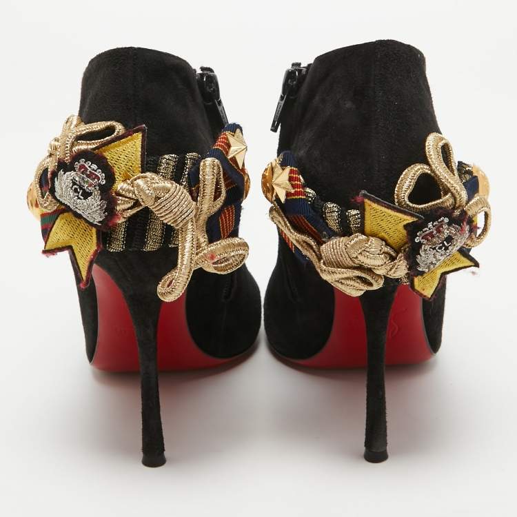 Pre Owned Christian Louboutin Black Suede Galobella Ankle Boots Size 38