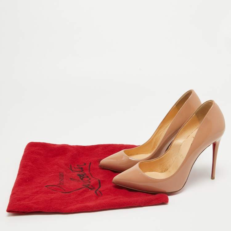 Pre Owned Christian Louboutin Beige Patent Leather Pigalle Pumps Size 35.5