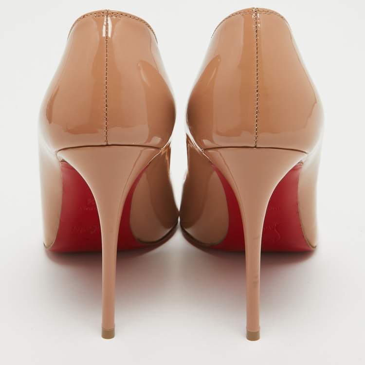 Pre Owned Christian Louboutin Beige Patent Leather Pigalle Pumps Size 35.5
