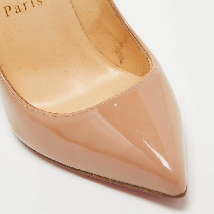 Pre Owned Christian Louboutin Beige Patent Leather Pigalle Pumps Size 35.5