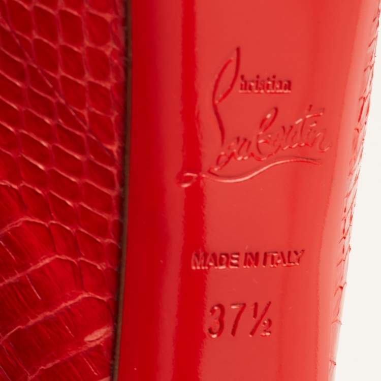 Pre Owned Christian Louboutin Red Python Highness Pumps Size 37.5