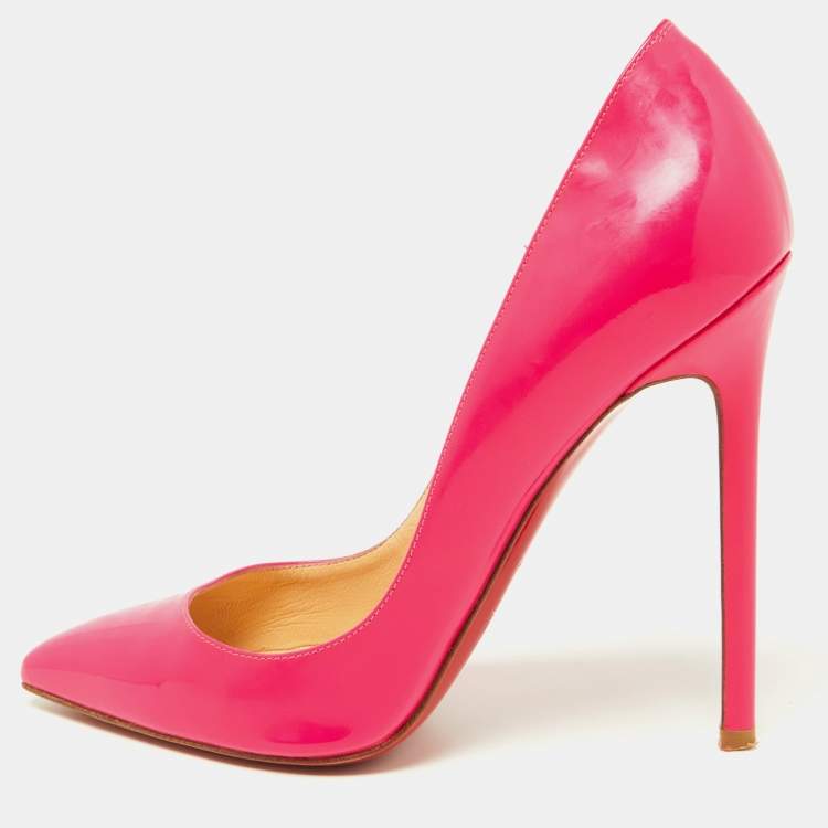 Pre Owned Christian Louboutin Pink Patent Leather Pigalle Pumps Size 37.5