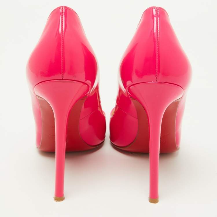 Pre Owned Christian Louboutin Pink Patent Leather Pigalle Pumps Size 37.5