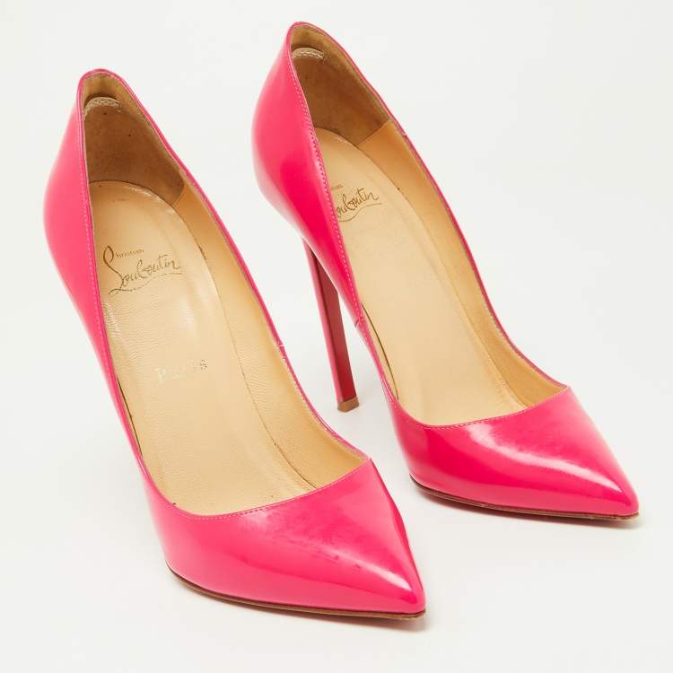 Pre Owned Christian Louboutin Pink Patent Leather Pigalle Pumps Size 37.5