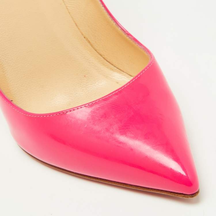 Pre Owned Christian Louboutin Pink Patent Leather Pigalle Pumps Size 37.5