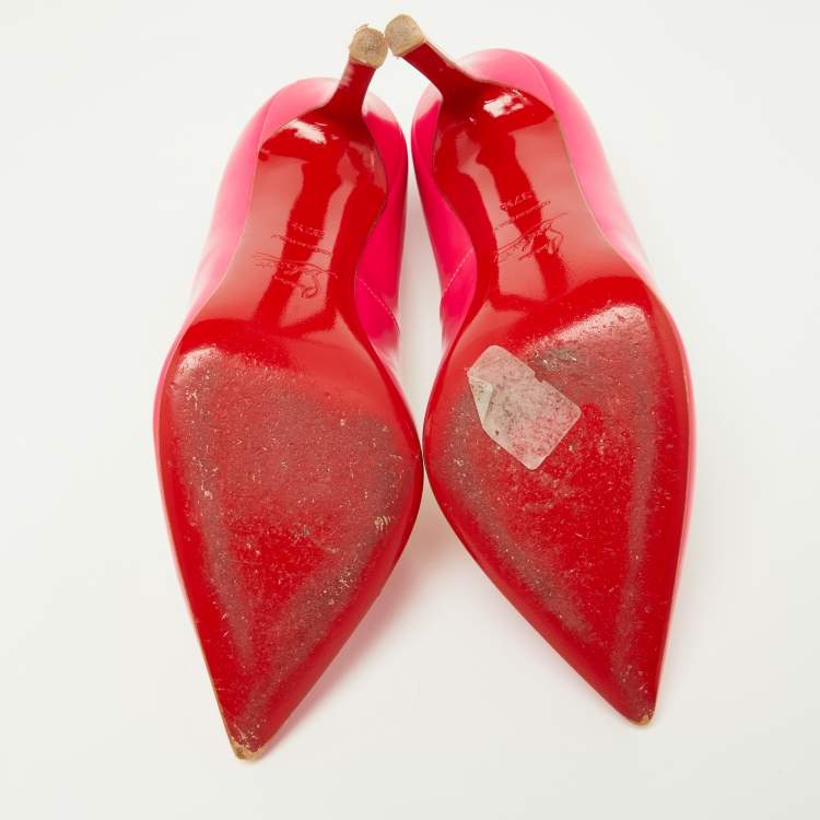 Pre Owned Christian Louboutin Pink Patent Leather Pigalle Pumps Size 37.5