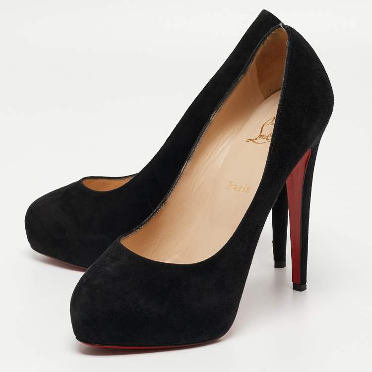 Christian Louboutin Black Suede Declic Platform Pumps Size 40