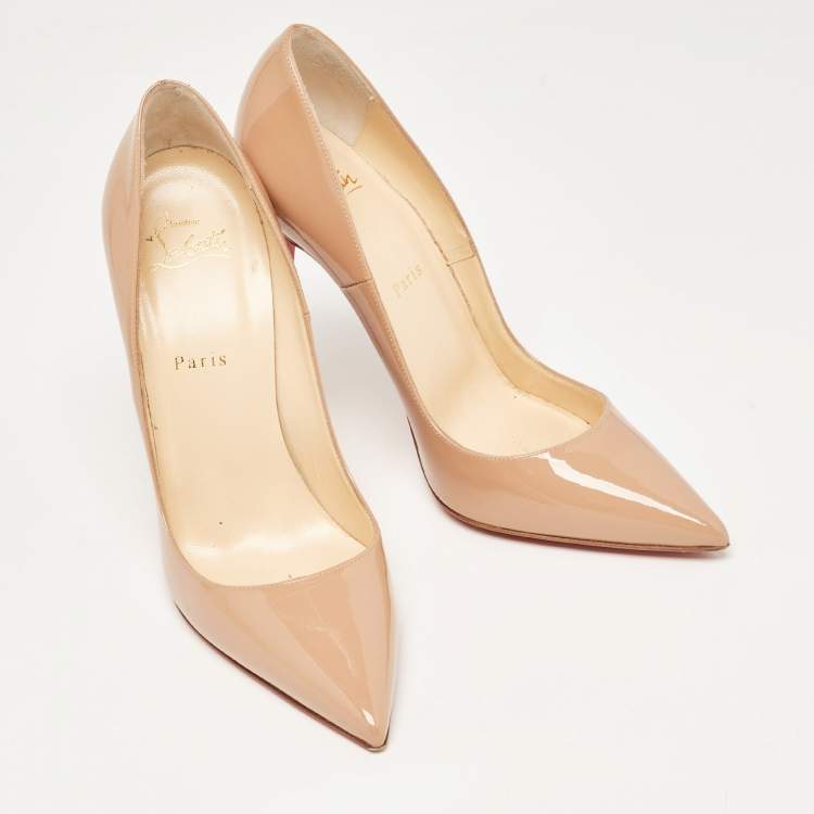 Pre Owned Christian Louboutin Beige Patent Leather So Kate Pumps Size 39.5